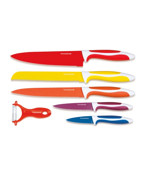 Ensemble de Couteaux en Céramique et Éplucheur Knoolvs InnovaGoods 6 Pièces