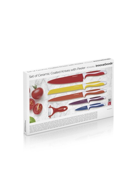 Ensemble de Couteaux en Céramique et Éplucheur Knoolvs InnovaGoods 6 Pièces