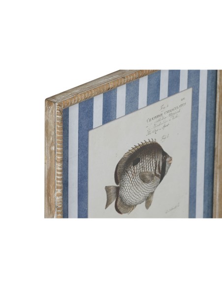 Cadre Home ESPRIT Bleu Poisson 40 X 2,5 X 55 cm (4 Unités)