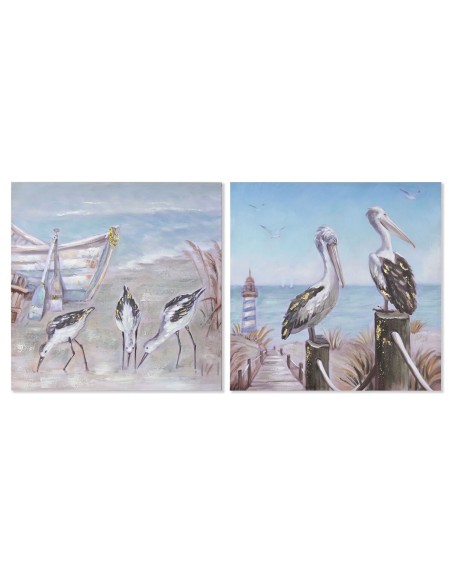 Cadre Home ESPRIT Oiseaux méditerranéen 80 x 3 x 80 cm (2 Unités)