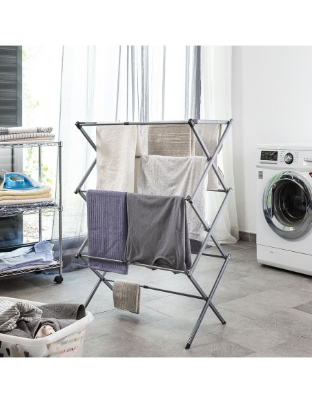 Séchoir à Linge Métallique Pliable et Extensible avec 3 Hauteurs Cloxy InnovaGoods 11 Barres