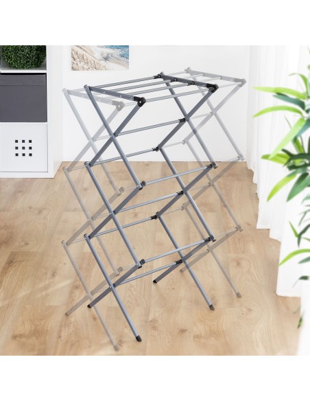 Séchoir à Linge Métallique Pliable et Extensible avec 3 Hauteurs Cloxy InnovaGoods 11 Barres