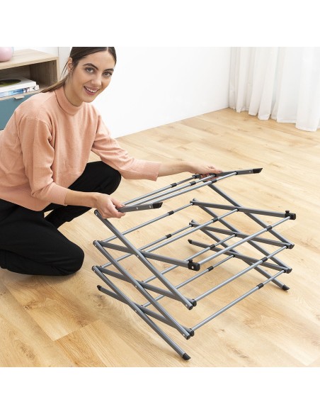 Séchoir à Linge Métallique Pliable et Extensible avec 3 Hauteurs Cloxy InnovaGoods 11 Barres