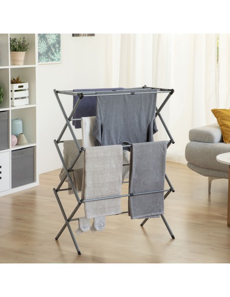 Séchoir à Linge Métallique Pliable et Extensible avec 3 Hauteurs Cloxy InnovaGoods 11 Barres