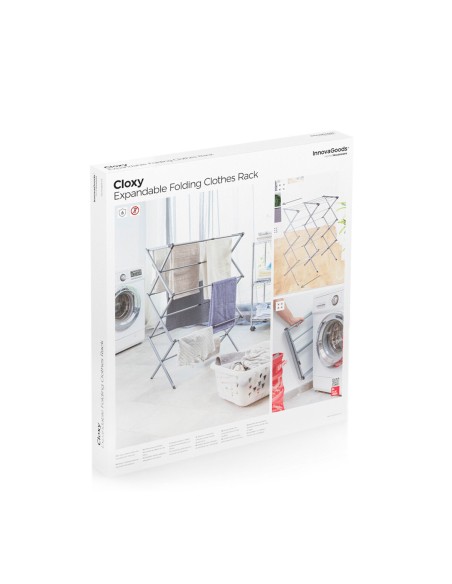 Séchoir à Linge Métallique Pliable et Extensible avec 3 Hauteurs Cloxy InnovaGoods 11 Barres