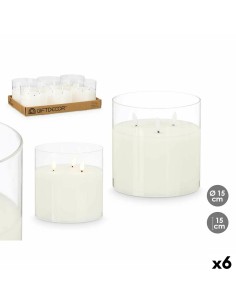 Bougie LED Z23688 Blanc Transparent 15 x 15 x 15 cm (AA) (6 Unités)