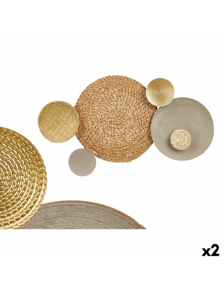 Décoration murale 23SMB1443 Marron Gris Métal 88,9 x 7 x 50 cm (2 Unités)