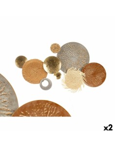 Décoration murale 23SMA0041 Marron Gris Métal Papier Fibre naturelle 90,2 x 5,7 x 47 cm (2 Unités)