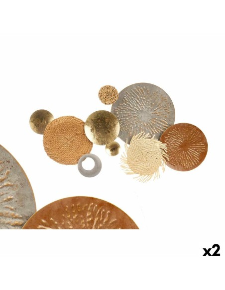 Décoration murale 23SMA0041 Marron Gris Métal Papier Fibre naturelle 90,2 x 5,7 x 47 cm (2 Unités)