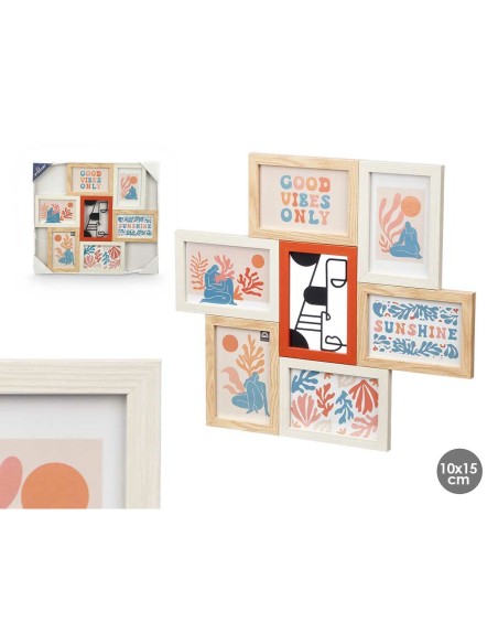 Cadre photo 411408H Multicouleur Métal Bois MDF (6 Unités)