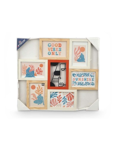 Cadre photo 411408H Multicouleur Métal Bois MDF (6 Unités)