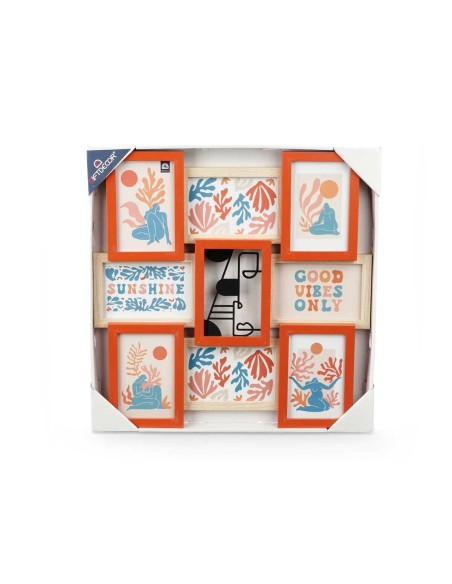 Cadre photo 411408B Multicouleur Métal Bois MDF (6 Unités)