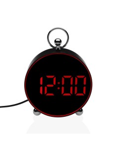 Pendule Réveil Versa Noir Rouge