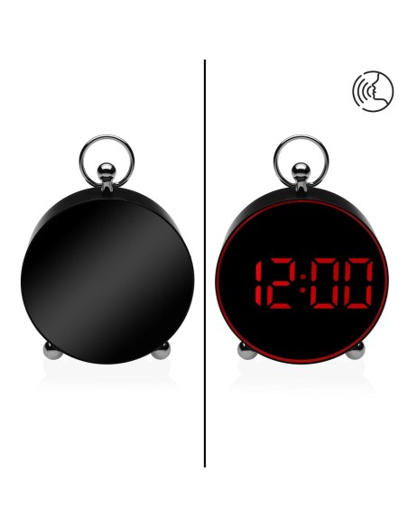 Pendule Réveil Versa Noir Rouge