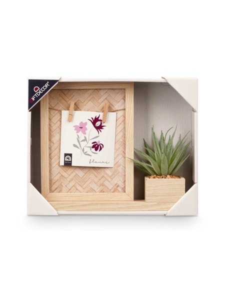 Cadre photo 411096 Naturel Plastique Bois MDF (8 Unités)