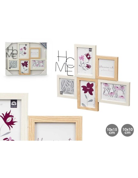 Cadre photo 411408K Naturel Métal Bois MDF (8 Unités)