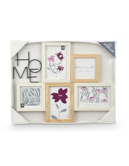 Cadre photo 411408K Naturel Métal Bois MDF (8 Unités)
