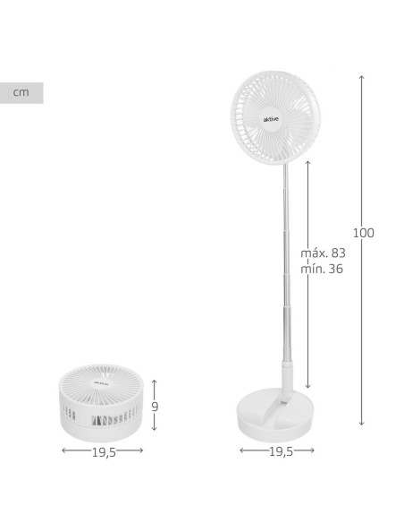 Ventilateur Portable Pliable Aktive Rechargeable (4 Unités)