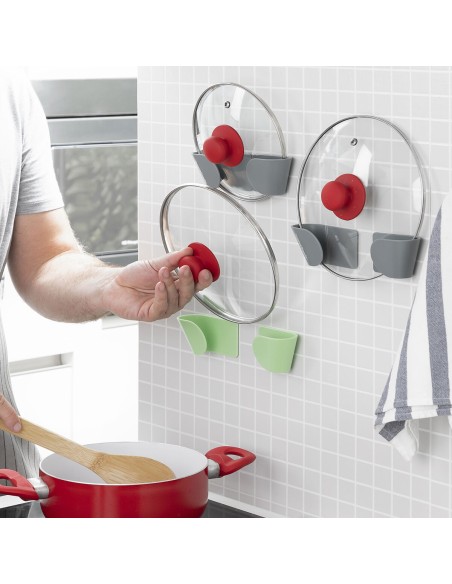 Set de 3 Supports Mural Adhésif pour Couvercle de Cuisine Smarack InnovaGoods