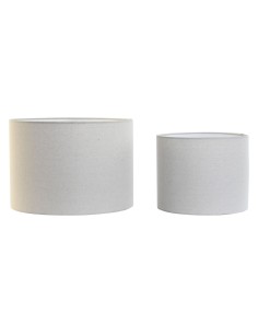 Écran de lampe Home ESPRIT Beige Lin Métal 40 x 40 x 28 cm (2 Unités)