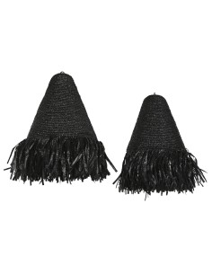 Écran de lampe Home ESPRIT Noir Raphia 60 x 60 x 80 cm