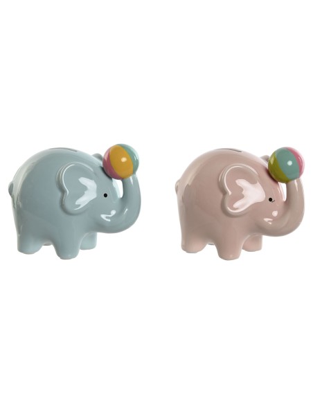 Tirelire Home ESPRIT Dolomite Eléphant 17 x 11 x 14,5 cm (2 Unités)