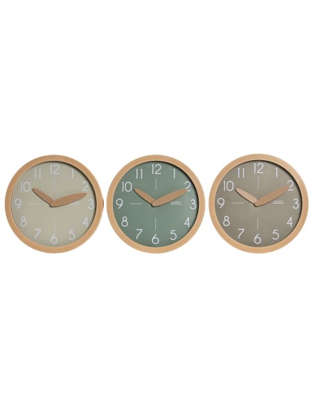 Horloge Murale Home ESPRIT Marron Vert Gris polystyrène 30 x 4 x 30 cm (3 Unités)