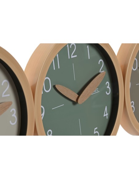 Horloge Murale Home ESPRIT Marron Vert Gris polystyrène 30 x 4 x 30 cm (3 Unités)