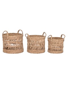 Set de basket Home ESPRIT Naturel Métal Fibre naturelle (3 Pièces)