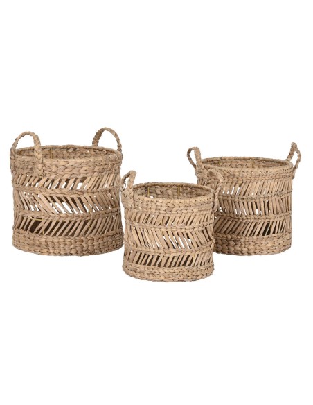 Set de basket Home ESPRIT Naturel Métal Fibre naturelle (3 Pièces)