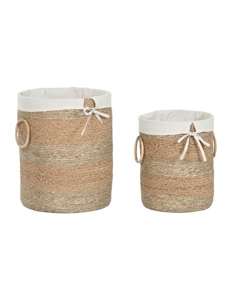 Set de basket Home ESPRIT Crème Naturel Herbier marin Tropical (2 Pièces)
