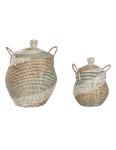 Set de basket Home ESPRIT Orange Naturel Herbier marin Tropical (2 Pièces)