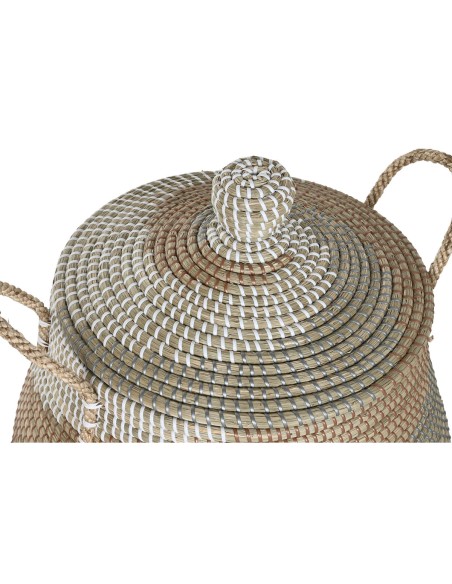 Set de basket Home ESPRIT Orange Naturel Herbier marin Tropical (2 Pièces)