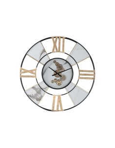 Horloge Murale Home ESPRIT Blanc Noir Doré Métal 142 X 9 X 142 cm