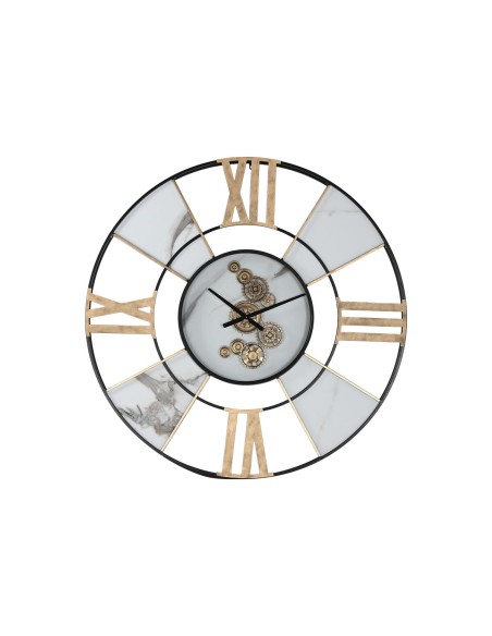 Horloge Murale Home ESPRIT Blanc Noir Doré Métal 142 X 9 X 142 cm