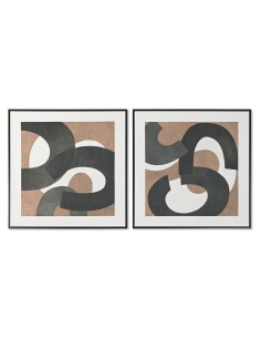 Cadre Home ESPRIT Marron Noir Vert Abstrait Urbaine 80 x 4 x 80 cm (2 Unités)