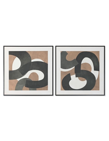 Cadre Home ESPRIT Marron Noir Vert Abstrait Urbaine 80 x 4 x 80 cm (2 Unités)