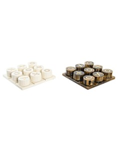 Figurine Décorative DKD Home Decor Jeu de société 20,5 x 20,5 x 5 cm Blanc Ambre Métallisé Moderne