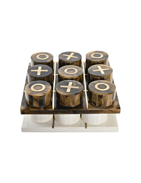 Figurine Décorative DKD Home Decor Jeu de société 20,5 x 20,5 x 5 cm Blanc Ambre Métallisé Moderne
