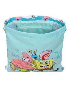 Sac à dos serré par des ficelles Spongebob Stay positive Bleu Blanc 26 x 34 x 1 cm 2