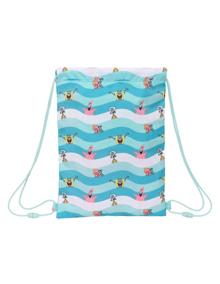 Sac à dos serré par des ficelles Spongebob Stay positive Bleu Blanc 26 x 34 x 1 cm
