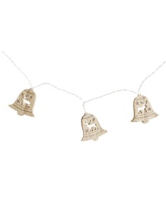 Guirlande lumineuse LED DKD Home Decor Renne Cloches Marron Bois MDF (6,5 x 1,4 x 5,8 cm)