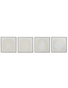 Cadre Home ESPRIT Blanc Crème méditerranéen 40 x 3 x 40 cm (4 Unités)