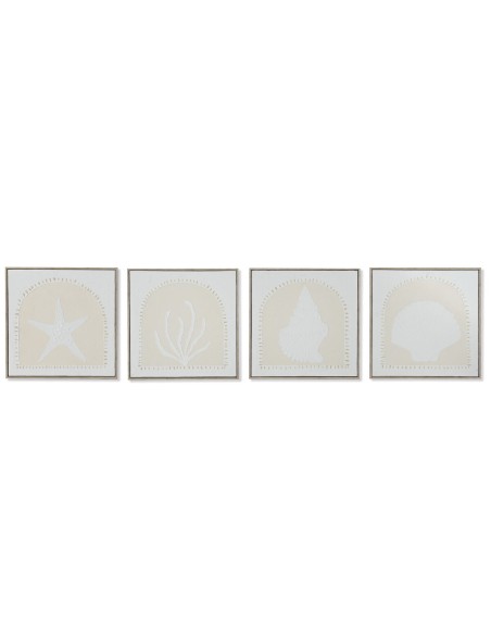 Cadre Home ESPRIT Blanc Crème méditerranéen 40 x 3 x 40 cm (4 Unités)