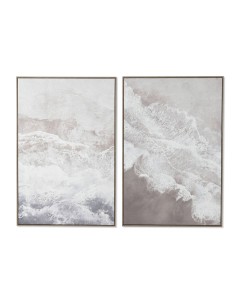 Cadre Home ESPRIT Blanc Beige Paillettes méditerranéen 60 x 3 x 90 cm (2 Unités)