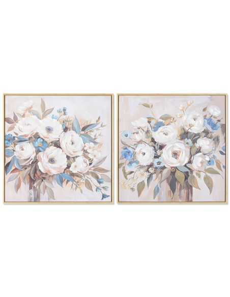 Cadre Home ESPRIT Bleu Blanc Beige Romantique Vase 60 x 3,5 x 60 cm (2 Unités)
