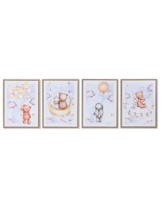 Cadre Home ESPRIT Bleu Marron Enfant 30 x 2 x 40 cm (4 Unités)