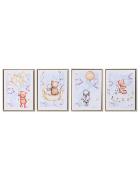 Cadre Home ESPRIT Bleu Marron Enfant 30 x 2 x 40 cm (4 Unités)