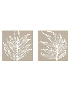 Cadre Home ESPRIT Blanc Naturel Feuille d'une plante Scandinave 83 x 4,5 x 83 cm (2 Unités)