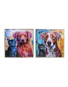 Cadre Home ESPRIT Moderne Chien 80 x 3,5 x 80 cm (2 Unités)